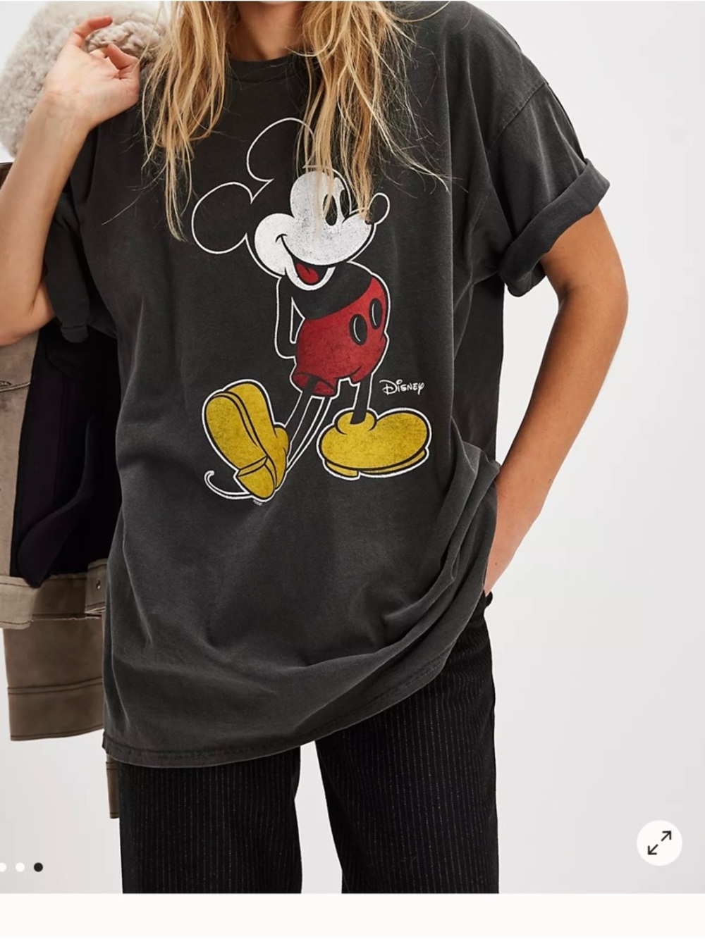 Junk Food Clothing Black Mickey Mouse Graphic Tee with Red & Yellow Accents